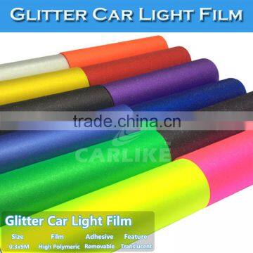 Most Populal Glitter Lemon Yellow Car Headlight Wrapping Sticker Foil photo-4