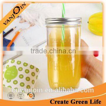 Wholesale 600ml Glass Drinking Jar With Straw And Brand