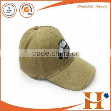 2016 China factory high quality custom khaki corduroy baseball cap curved brim custom hats