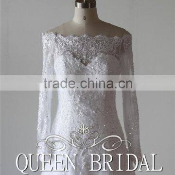 QUEEN BRIDAL Long Sleeve Wedding Dress Lace Beading Vestidos De Novia photo-4