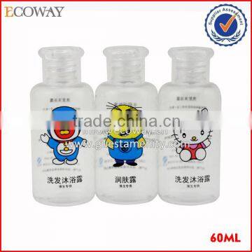 60ml hotel cute cartoon plastic shampoo bottle