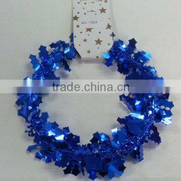 HOT SALE ! 9 Feet Metallic Blue Holly Wire Party Tinsel Garlands