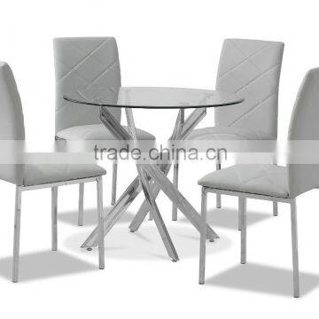 Round Glass dining set with 4 chairs kd