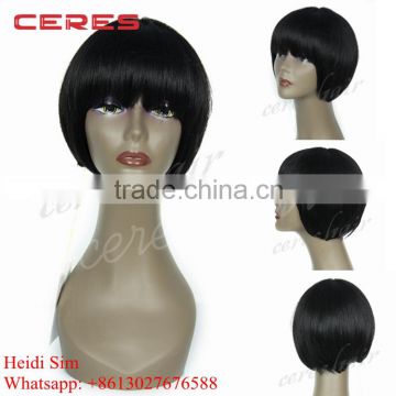 high quality wholesale price unprocessed virgin human hair high density short yaki bob wig for black women