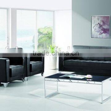 High quality black leather office sofa of American style(FOH-8803)