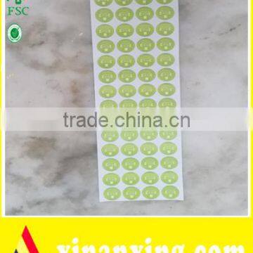 Small Round Green Removable Sticker with One Color Printing