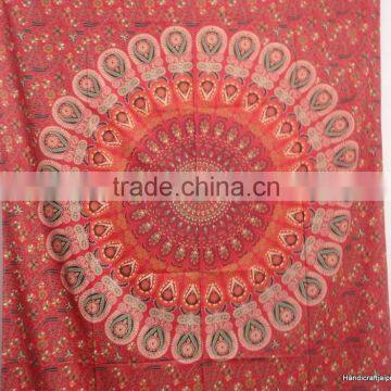 RT-628 Indian Decorative Mandala Printed Tapestry Wall Throws Indian decor Art Sanganeri Screen Print Bedspread Jaipur