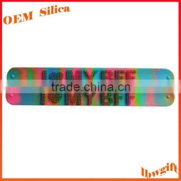 Nice Promotional Gift Soft Thin Spiky I LOVE MY BFF Silicone Slap Band
