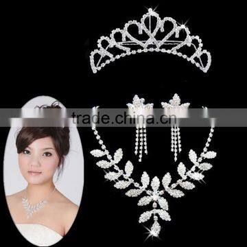 2015 latest design bridal wedding jewelry sets necklace earring and crown