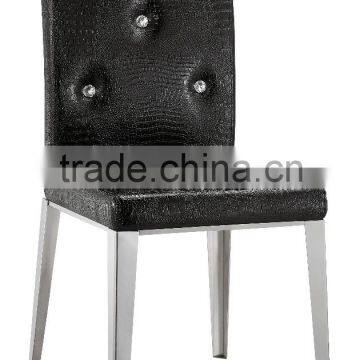 Simple Design Crystal Modern Stainless Steel Leg Dining Chair Alligator Grain Restaurant Chair photo-2