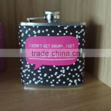 Fashion Water- Transfer Stainless Steel Hip Flask For Girls In Variouus Colors In glitterpowder