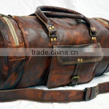 Real Goat Leather Bag Handmade Shoulder Bag Duffel Bag Men Leather Duffel Bag Goat Leather Travel Bag Luggage Bag