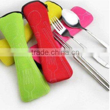 Chopsticks and spoon neoprene storage bag Travel tableware storage bag