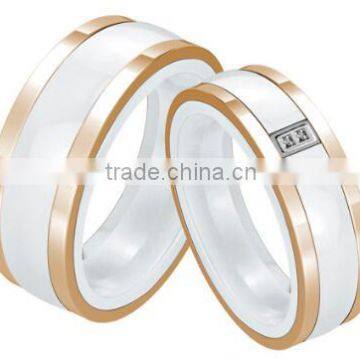 Special new design ring stone inlay stainless steel combined wedding ring ceramic and stainless steel combined ring