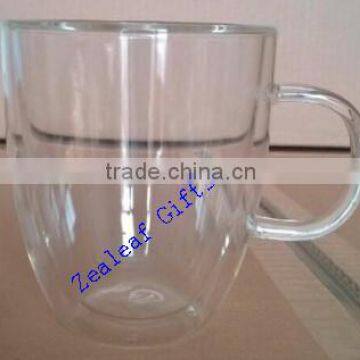 double wall glass , double wall glass coffee mugs ,double wall drinking glass with handle