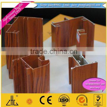Wood Grain Surface Finishing Aluminum Profile / Enduring Wood Grain Finish Aluminum Tube , Aluminium Wood Grain Finish photo-2