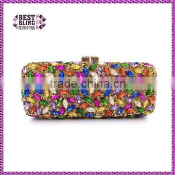 multi color pu lining crystal party stone evening clutch bags cluth (8766A-GP)