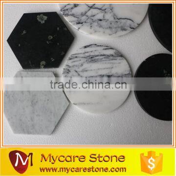 Wholesales white and black hexagonal marble plates