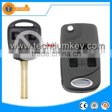 high quality 3 button flip key shell with logo and chip groove and uncut blade for Lexus rx300 is250 rx350 gs300