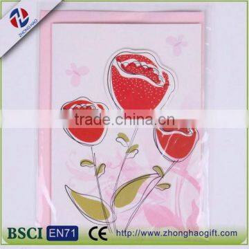 OEM Custom Handmade Red Flower Greeting Card Designs Greeting Card