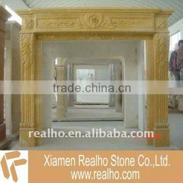 Freestanding Beige Marble Fireplace