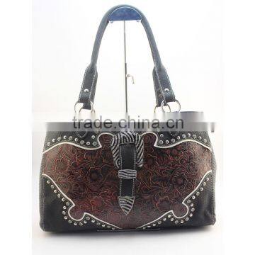 Western buckle ornament embroidered leather cowgirl wholesale handbags