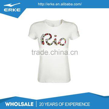 ERKE brand olympic 2016 rio lover style 100%cotton wholesale womens tee shirt