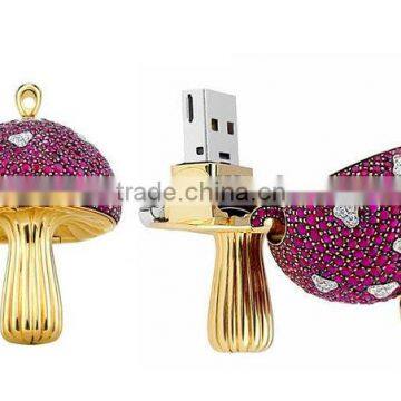 Jewelry mushroom usb flash drive, mushroom usb jewelry, jewelry diamond usb flash drive