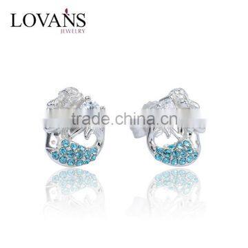 Wholesale Mermaid Jewelry Blue Crystal Sterling Silver Charms Earrings