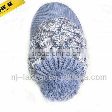 Fashion Winter Ladies Knitted Cable Peaked Hat With Pom-pom photo-4
