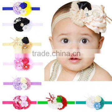 Fashion Baby Girl Headband Rose Pearl Newborn Chiffon Flower Headband Baby Girls Infant Headband Hair Accessories