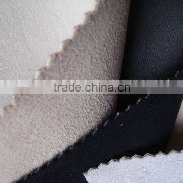 Suede bonded with Pu coagulated woven base