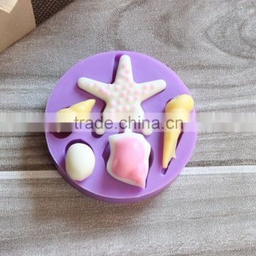 Hot Lovely Shell Silicone Chocolate Molds, Fondant Cake Decorating Tools , Silicone Five star Cake Mold