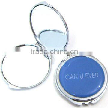 Promotional silver metal compact mirror for ladies