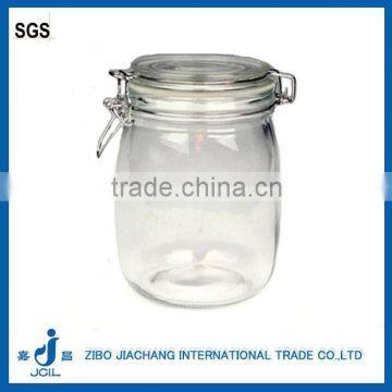 Clear Airtight Empty Glass Jar With Metal Clamp Lid 1L