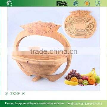 BK009/Hot Sale Exquisite Folding Cabbage Shape Bamboo Basket For Food , Egg , Snack