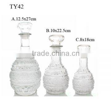 Luxurious Glass Brandy Cognac Russian Liqueur Bottle With Sealing Glass Cap