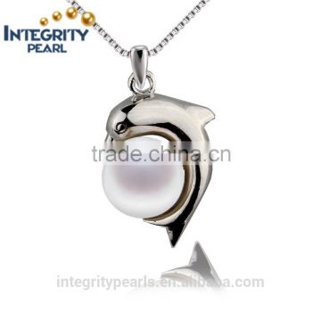 aaa 925 silver freshwater pearl pendant 9mm button real pearl pendant