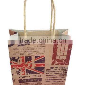 Cheapest recycle kraft paper bag with USA flag and paper twist handle