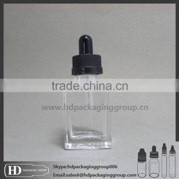 Dropper Sealing Type 30ml Rectangular Transparent Black Glass e Liquid Bottle With Childproof Cap and Glass photo-2