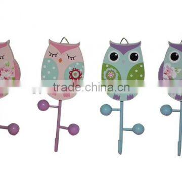 Easter Wooden children owl cloths hanger with beautiful printing for home decoration