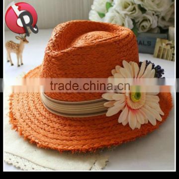 raffia straw ladies fedora hat