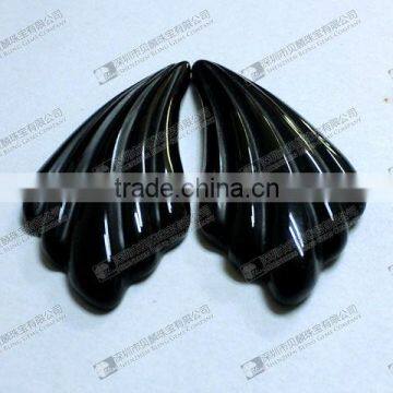 Best price gemstone black onyx carved wing shaped for earrings