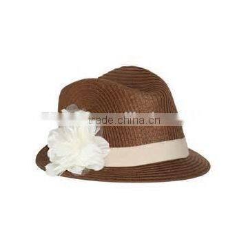 Born to Love Girl Straw Fedora Hat with Flower