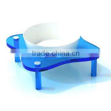 Blue Flower shape Acrylic pet feeder,pet bowls