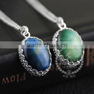 925 Sterling Silver Oval Tiger Eyes Gemstone Cabochon Fashion Women Necklace 6360483 photo-4