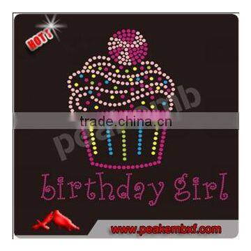 Bling Iron Transfer Rhinestone Birthday Girl Hotfix Custom Motif in Girls Clothing Sets