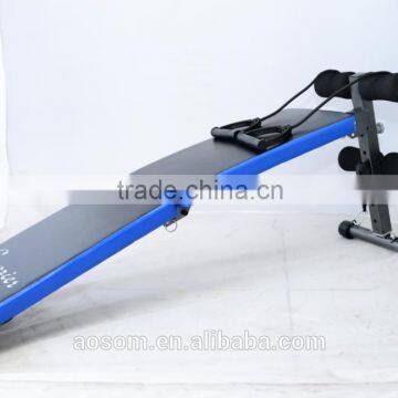 Soozier Adjustable Folding Ab Decline Sit Up Bench With Resistance Bands - Blue and Black