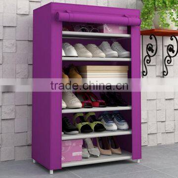 6 Layers Non-woven Fabric Steel Storage Rack Shoes With Cloth Cover photo-5