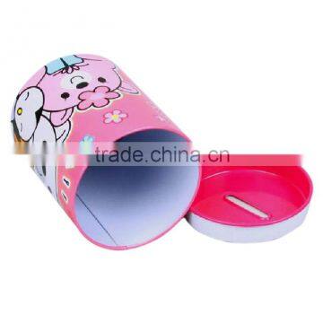 Handle Tin Cartoon Kids Coin Bank With Lock